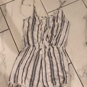 La Hearts Cream and Black Striped romper